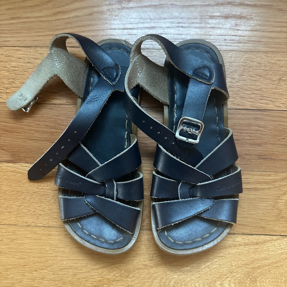 Navy Saltwater Sandals with Adjustable Ankle Strap Sz 11
